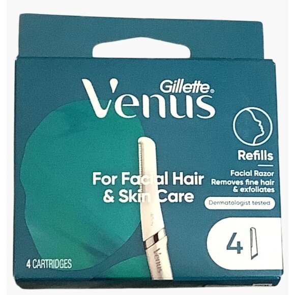2 Gillette Venus Facial Razor Refills 8 Refills Facial Hair Skin Care Exfoliates - Picture 4 of 4